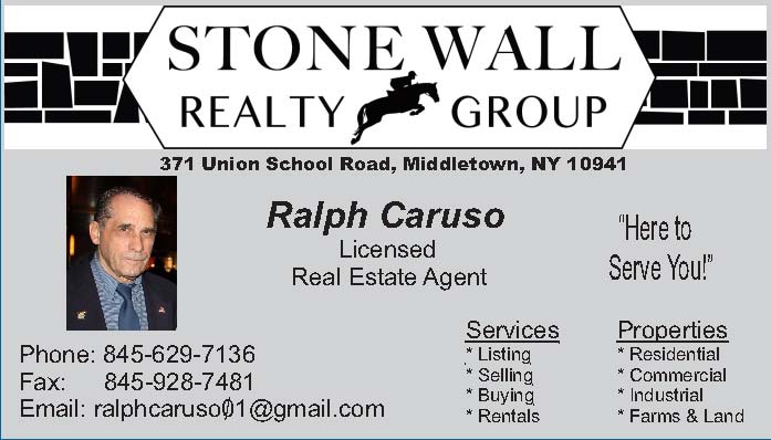 BUSINESS CARD STONE WALL REALTY - RALPH CARUSO